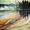Yellowstone Park Scene 3, watercolour painting by Mary Ng